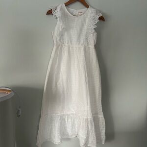 White Lace Trim Kids Dress